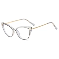 Modern cat-eye glasses frame in transparent grey plastic with slim gold metal temples - Smoke Gray