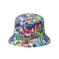 Streetwear bucket hat with colorful retro 80s 90s disco graffiti and cartoon print - M (56-58cm) / Multicolor Street Graffiti (A)