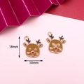 Brown enamel reindeer charm with black antlers and red nose in 18mm size - 12# Reindeer
