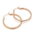 Classic rose gold twisted rope hoop earrings with minimalist polished finish for women - Rose Gold Twisted Hoop Style (KE102537-KFC)