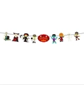 Happy Halloween banner featuring vampire and pumpkin cartoon characters on a white background - HL Vampire Banner