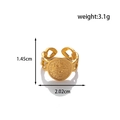 Anillo ajustable de oro inoxidable con diseño de cadena y relieve de estrella, 3.1g - MN392-Relieve De Estrella De Cadena Dorada