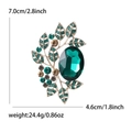 Vintage-Brosche mit grünem Kristall und goldenen Blättern 7,0 cm für elegante Mäntel - Grün