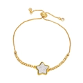 Bracciale a stella placcato oro regolabile con intarsio glitterato e catena box - Glitter Argento