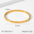 Bracciale in acciaio inossidabile dorato lucido con larghezza 0,4 cm e diametro 6,5 cm - Larghezza 4mm (HC-B20143-4mm)