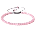 Adjustable 4mm pink cat eye stone bead bracelet with black woven cord for women - Pink Cat's Eye