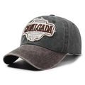 Casquette de baseball vintage gris foncé lavé et marron avec écusson de taureau brodé - Réglable / Vert Militaire