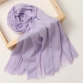 Soft cotton linen light purple scarf with tassel fringe edges in a wooden frame - 180*100cm / Light Purple (TH39-46)