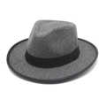 Klassischer dunkelgrauer Tweed-Fedora-Hut mit schwarzem Band und breiter Krempe für alle - M (56-58cm) / Dunkles Heidegrau
