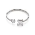 Silver stainless steel ring size 7 with round and square zircon stones, 1.1g weight - A309-B / Steel Square Zircon Style (A309-B)