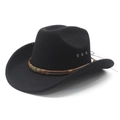 Chapeau de cowboy noir avec bandeau crâne marron et œillets de ventilation latéraux - M (56-58cm) / Noir