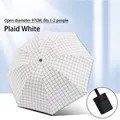 Parapluie pliable à motif à carreaux blancs avec revêtement noir anti-UV - Modèle Manuel / Treillis Blanc