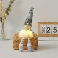 Grey knitted glowing Christmas gnome figurine with warm LED beard and snowflake hat - Long Leg / Gray