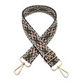 Adjustable jacquard ethnic pattern bag strap with golden metal swivel hooks - Black Beige Wine Red Flower Gold Silk