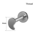 Solid G23 titanium labret stud with 4mm internal thread crescent moon top - Water Drop