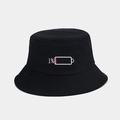 Dettaglio di un cappello a secchiello nero in cotone con ricamo batteria all'1% - M(56-58cm) / Nero