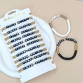 Set of 12 multi-color clay bead bracelets featuring BRIDE and TEAM BRIDE letter charms - 12pcs Set / Black