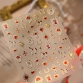 Vintage reliëf nagelstickers M-1357 met gouden rozen, harten en sterrenpatronen - Retro Reliëf Roos Rood Hart Stijl (M-1357)
