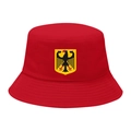 Red canvas bucket hat with German Bundesadler eagle crest embroidery on front - M / 12# German Eagle - Red