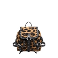 Mini sac à dos tendance imprimé léopard avec détails de rivets et multi-poches - Marron