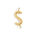 18K gold plated stainless steel DIY letter S pendant with dual rings for jewelry making - Letter S / Gold