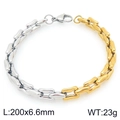 Pulsera de eslabones de acero inoxidable bicolor plata y oro con cierre de mosquetón - Estilo Bicolor Geométrico (KB207199-Z)