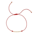 Adjustable red braided evil eye bracelet with twelve gold cylinder metallic beads - Minimalist Red String Gold Cylinder (MI-B220490A)