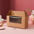 Brown kraft 2-cup muffin box with clear window and dimensions 16.5x9.2x8.8cm - Kraft Color
