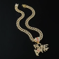 Chaîne cubaine dorée hip hop avec pendentif NO LOVE glacé et motif cœur brisé - Or (Lettres) / Style 5525 Chaîne Cubaine 50cm