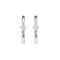 Elegante zilveren huggie creolen met sprankelende ronde zirkoniastenen voor dagelijks gebruik. - Enkele Strass Huggie (W80173-SS) / 24K / Zilver