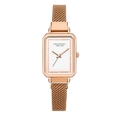 Orologio quadrato elegante da donna in oro rosa con quadrante bianco e cinturino in maglia milanese - 1985 Quadrante Bianco