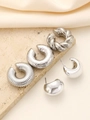 Five-piece silver ear cuff set featuring hammered, twisted, and textured C-shape designs - Mixed Silver 5-Piece Set