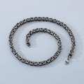Retro Byzantine titanium steel necklace for men with industrial weave and lobster clasp - Ancient Silver (KN290047-Z)