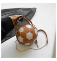 Borsa a tracolla a forma di pallone da calcio marrone e bianca con catena dorata - Marrone