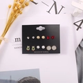 Christmas stud earring set with 6 pairs including stars, trees, and pearls on black card - 6 Pairs/Set Christmas Crystal Alloy Fashion Studs