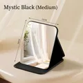Portable medium black folding makeup mirror with protective PU leather cover 11x16cm - M / Mystic Black