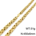 Collana a catena bizantina dorata hip-hop 450x6mm con chiusura a moschettone da uomo - Collana (KN198386-Z) / 45cm / Oro
