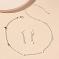 Elegant silver rhinestone necklace and heart earrings set for bridal fashion - DTN10026307S-Romantic Heart Style