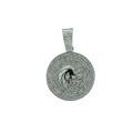 Silver Leo zodiac pendant with pavé rhinestones and lion head on a Cuban link chain - Leo (Pendant Only) / Silver