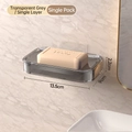 Transparent grey wall-mounted soap dish with drainage, single layer holder, 13.5x9cm size - Single Layer - Transparent Grey