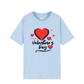 Light blue cotton t-shirt featuring a red heart and Happy Valentine's Day print - Light Blue (Valentine's Day Print)