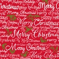 Christmas wrapping paper with red background and white Merry Christmas text patterns - Deep Red Holiday Script