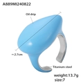 Blue enamel teardrop open ring in 18K gold plated titanium steel, size 7 adjustable design - Size 7 Adjustable / Steel Blue