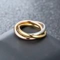 Minimalist interlocking triple band ring in rose gold, yellow gold, and silver steel - Three Colors