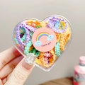 Colorful elastic fabric hair ties for kids in a heart-shaped gift box with sticker - Macaron Color (50Pcs Boxed)