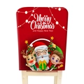Red Christmas chair cover with Merry Christmas text, Santa and reindeer patterns - Christmas Single Side Print 2