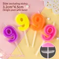 Colorful number 9 birthday candle with holder and support stick for cake decoration - New Color Number Candle 9