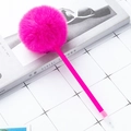 Creative bright pink ballpoint pen with large fluffy pom pom top for school and office - Rose Red