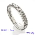 Silbernes zweireihig geflochtenes Herrenarmband aus Titanstahl Größe 180x11,5mm - 18cm / Stahlfarben