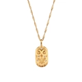 Collana segno Ariete in acciaio inossidabile dorato 18K con medaglione inciso e cristallo - Collana Zodiacale in Zircone Ovale Fuso / Oro-Ariete